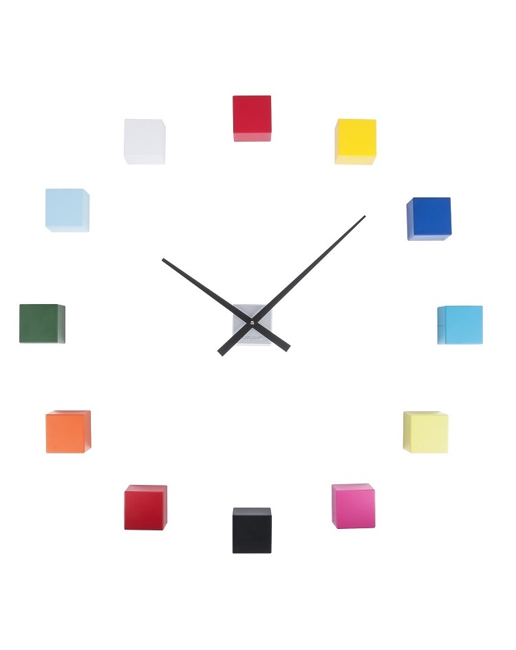 שעון קיר מעוצב - הדבקות קוביות צבעוני DIY